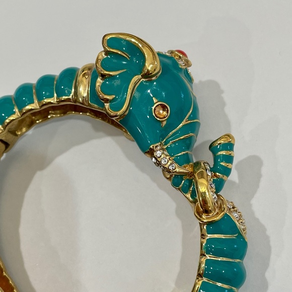 Rare Kenneth Jay Lane Raj Teal Elephant Clamper Bracelet
, EUC - Picture 4 of 16